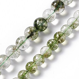 K9 brin de perles de quartz lodolite vert imitation verre/quartz de jardin, ronde