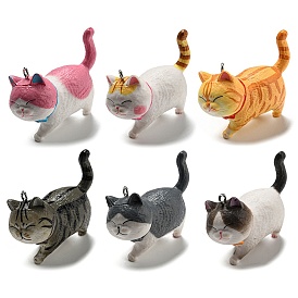Jolis pendentifs en plastique, avec boucle en fer couleur platine, charme de chat