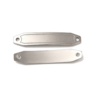 201 Stainless Steel Connector Charms, Curved Hexagon Links