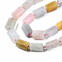 Natural Morganite Beads Strands, with Seed Beads, Faceted Column