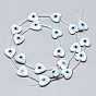 Natural White Shell Mother of Pearl Shell Beads, with Natural Turquoise, Heart with Evil Eye