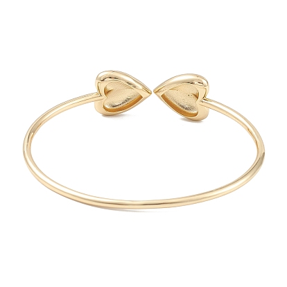 Rack Plating Brass Bangles, Heart Cuff Bangle for Women, Long-Lasting Plated, Cadmium Free & Lead Free