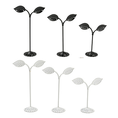 3 tamaños de hojas de brotes de frijol exhibidores de aretes de hierro, estante de exhibición de la joyería