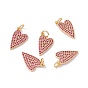 Rack Plating Brass Micro Pave Hot Pink Cubic Zirconia Pendants, with Jump Ring, Cadmium Free & Nickel Free & Lead Free, Heart