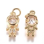Brass Micro Pave Cubic Zirconia Pendants, with Jump Ring, Long-Lasting Plated, Boy