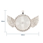 Alloy Big Pendants Cabochon Settings, with Crystal Rhinestone, Cadmium Free & Lead Free, Flat Round with Wing