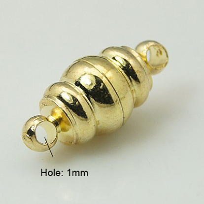 Brass Magnetic Clasps with Loops, Oval, 19x9mm, Hole: 1mm