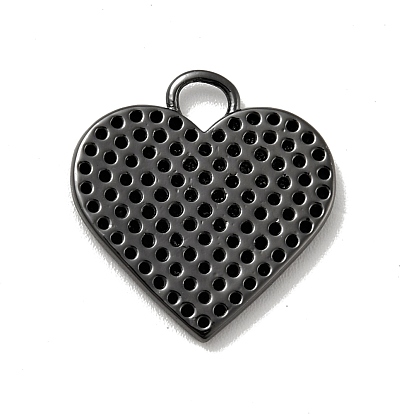 Подвески в форме сердца из латуни с микропаве из черного кубического циркония, без кадмия, без никеля и без свинца