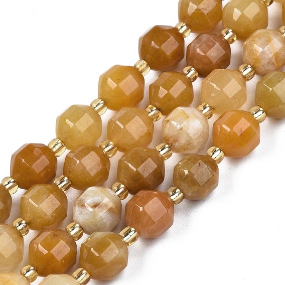Topaze naturelles perles de jade de brins, avec des perles de rocaille, tambour à barillet bicône à facettes