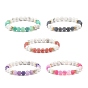 5Pcs 5 Color Natural Weathered Agate(Dyed) & Howlite Round Beaded Stretch Bracelets Set, Gemstone Jewelry for Women
