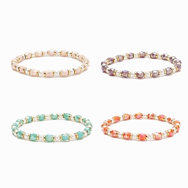 Bracelet extensible en perles de verre et perles de colonne pour femme