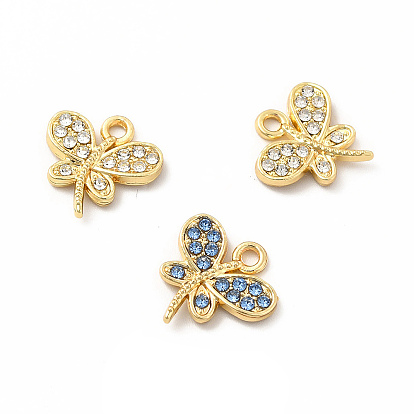 Rack Plating Eco-friendly Alloy Rhinestone Charms, Butterfly Charm