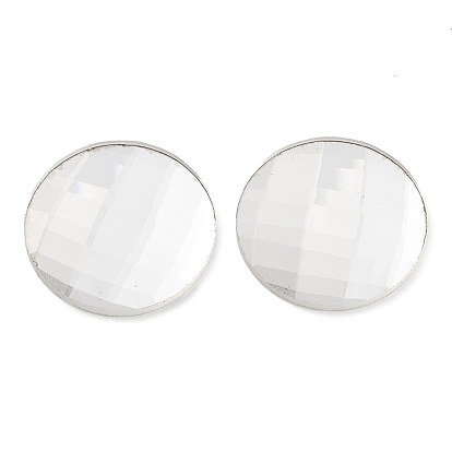 Glass Cabochons, Flat Back & Back Plated, Faceted, Half Round