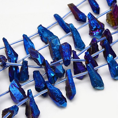 Electroplate Gemstone Natural Quartz Crystal Beads Strands, Nuggets