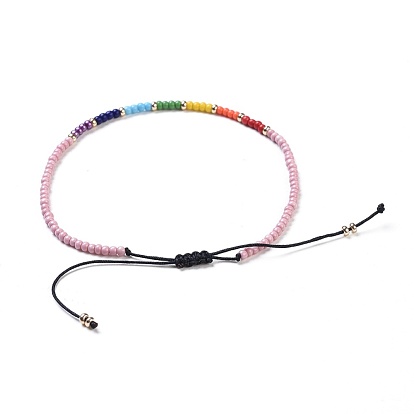 Chakra Jewelry, Nylon Thread Braided Beads Bracelets, with Seed Beads