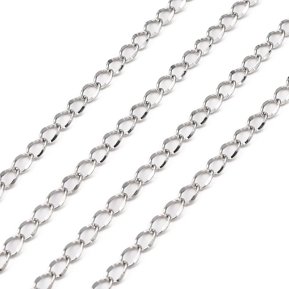 304 Stainless Steel Curb Chains, with Spool, for Necklace Making, Soldered, 4x2.7x0.5mm, about 164.04 Feet(50m)/roll