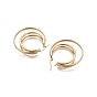 304 Stainless Steel Triple Hoop Earrings, Hypoallergenic Earrings, Multi-Layer Earrings, Textured, Ring
