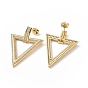 Clear Cubic Zirconia Hollow Out Triangle Dangle Stud Earrings, Brass Jewelry for Women