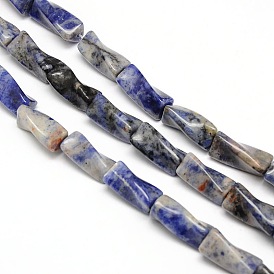 Tache bleue naturelle jasper twist colonne perles brins, 21x10x10mm, Trou: 1mm, Environ 20 pcs/chapelet, 15.74 pouce