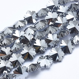 Electroplate Glass Beads Strands, Full Plated, Faceted, Snowflake