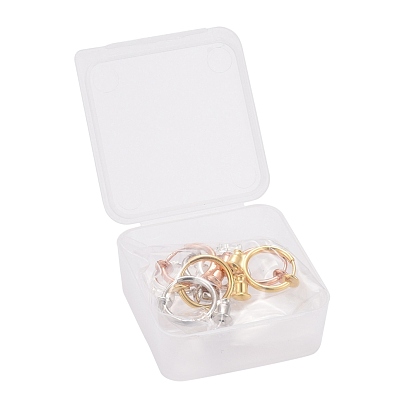 8Pcs 4 Colors Brass Clip-on Hoop Earring Converters Findings, for Non-pierced Ears