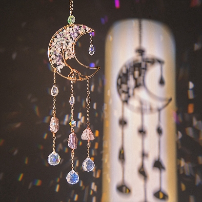 Décorations pendantes en pierres naturelles, attrape-soleil en verre, prisme sphérique pour plafond de lustre