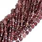 Natural Strawberry Quartz Beads Strands, with Seed Beads, Faceted, Bicone, Double Terminated Point Prism Beads