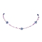 3Pcs 3 Color Resin Evil Eye & Glass Beaded Necklaces Set