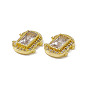 Brass Pave Clear Cubic Zirconia Cabochons, Nail Art Decoration Accessories, with Glass Rhinestone, Eye