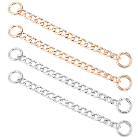 Nbeads 6Pcs 2 Color Custom Aluminum Curb Chain Strap, with Alloy Ring Clasps, Shoes Decorate