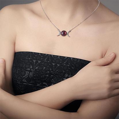 Collier pendentif triple lune déesse zircone cubique, bijoux en argent sterling pour femmes