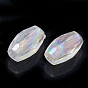 Transparent Acrylic Beads, AB Color Plated, Faceted, Oval