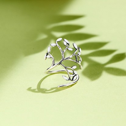 Элегантные кольца Shegrace из стерлингового серебра с родиевым покрытием 925, белые листья эмали