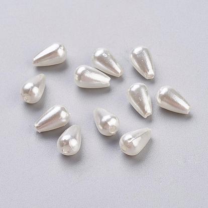 Abs en plastique imitation perle, goutte , 10x6mm, Trou: 1mm