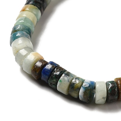 Brins de perles de chrysocolla et lapis lazuli naturelles, perles heishi, Plat rond / disque