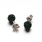 Polymer Clay Rhinestone Ball Stud Earrings, with Stainless Steel Stud Earring Findings, Stainless Steel Color, 6mm, Pin: 0.8mm