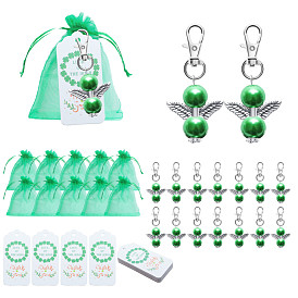 20Pcs Zinc Alloy Fairy Pendant Decorations for Saint Patrick's Day, with 20Pcs Paper Label and 20Pcs Plastic Bag