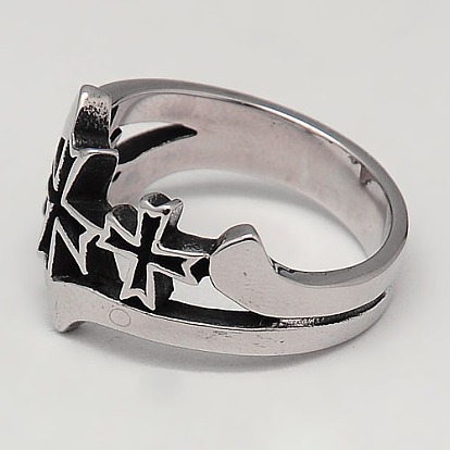Personalized Retro 304 Stainless Steel Cross Rings for Men