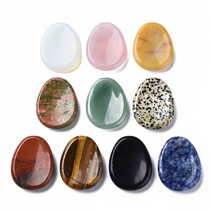 Natural & Synthetic Gemstone Massager, Worry Stone for Anxiety Therapy, for Finger Health, Oval