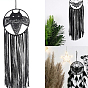Gothic Style Moth/Owl/Butterfly Macrame Tassel Wall Hanging, Iron Woven Web/Net with Feather Pendant Decorations