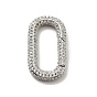 Brass Micro Pave Clear Cubic Zirconia Spring Gate Rings, Cadmium Free & Lead Free, Oval