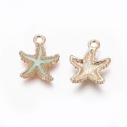 Alloy Enamel Pendants, Starfish/Sea Stars