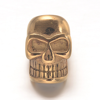 Skull Smooth Surface 304 Stainless Steel Beads, Large Hole Beads