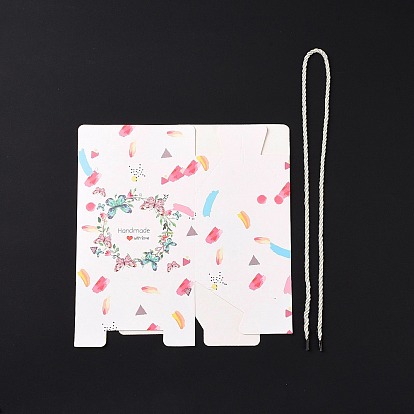 Cajas de regalo de papel rectangular con asa de cuerda., caja de ventana de corazón transparente para envolver regalos, patrón floral/mariposa/mármol
