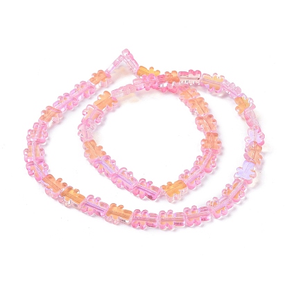 Transparent Electroplate Glass Beads Strands, AB Color Plated, Bear