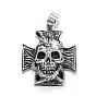 316 Surgical Stainless Steel Pendants, Cross with Skull