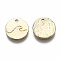 Alloy Charms, Cadmium Free & Nickel Free & Lead Free, Flat Round with Wave Pattern