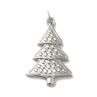 304 colgantes de acero inoxidable, con anillo de salto, encanto del árbol de navidad