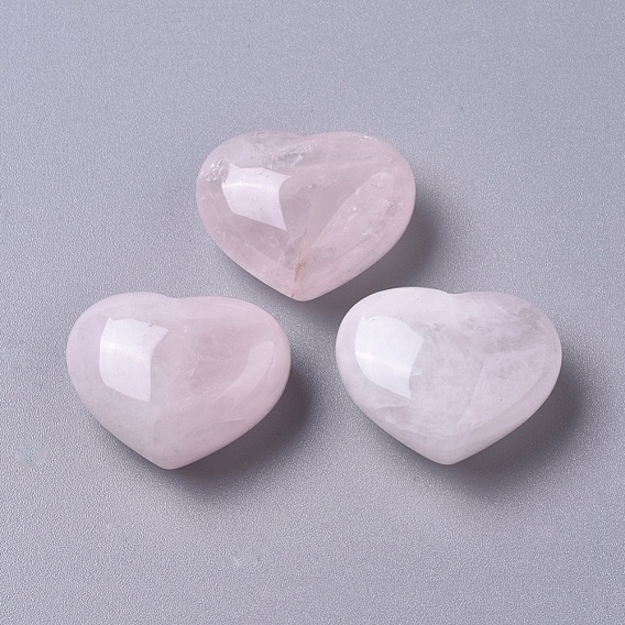 Natural Rose Quartz Heart Love Stone, Pocket Palm Stone for Reiki Balancing