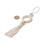 Cotton Tassel Pendant Decorations, Braided Wooden Ring Hanging Ornament